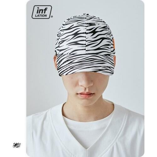 INFLATION Zebra Pattern Printed Casual Baseball Cap Unisex 2021 Stylish Black White Baseball Cap Men Streetwear 301CI2020