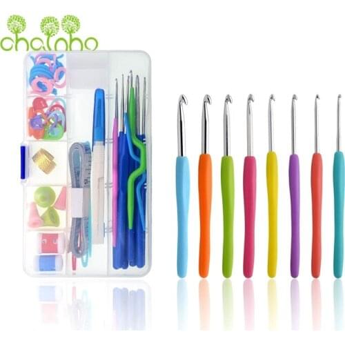 Chainho,16pcs Mixed Metal Hook Crochet,Sweater Knitting Set,TPR/Aluminum & ABS/Iron Knitting Needles With 36 pcs Accessories