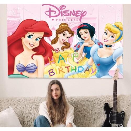 Disney Princess Background Cloth Room Decoration Background Anime Cartoon Characters Printing Customizable Background Cloth
