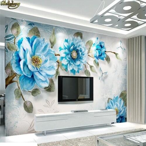 Beibehang Custom photo wallpaper mural hand-painted oil painting Peony flowers European-style wall decorative painting