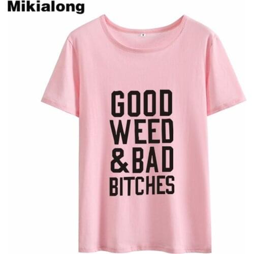Mikialong GOOD WEED T Shirt Women Summer 2018 Hipster Short Sleeve Tee Shirt Femme Pure Cotton Tumblr T-shirt Haut Femme