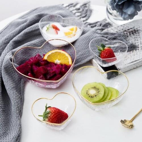 Ins Love Phnom Penh Hammered Crystal Glass Bowl Peach Heart Shaped Fruit Salad Bowl Water Cup Birds Nest Dessert Bowl
