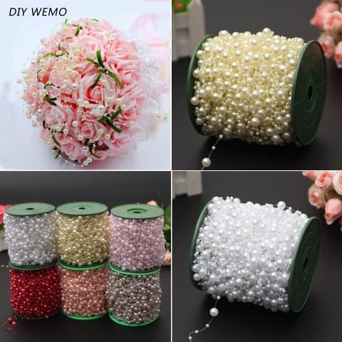 10M Artificial Pearls String Beads Fishing Line Chain Pearl Garland for Flowers Wedding Party Decoration DIY Flower Accessories