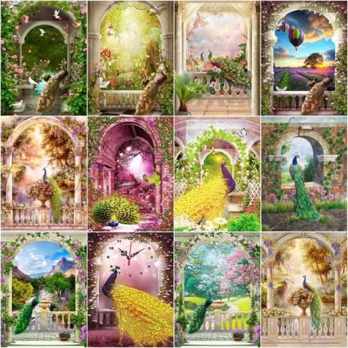 GATYZTORY Painting By Numbers Animals Peacock Handpainted Kits Drawing Canvas Pictures Arch Landscape Home Decoration Diy Gift