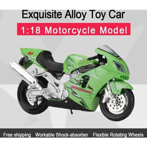 MAISTO 1:18 Kawasak Ninja ZX-12R Alloy Diecast Motorbike Model Workable Shork-Absorber Toy For Children Gifts Toy Collection