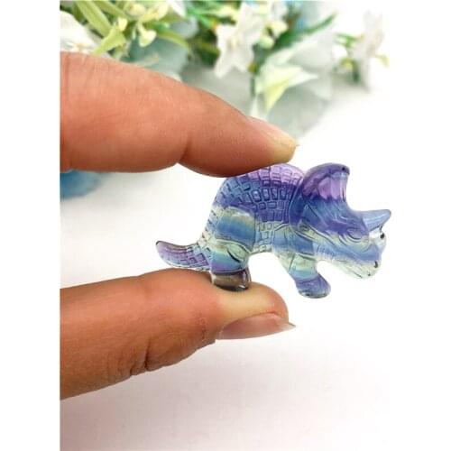 Lovely 1pcs Natural Colored Fluorite Little Dinosaur Crystal Stone Hand Made Carved Animal Figurine Gifts Natural Quartz Crystal