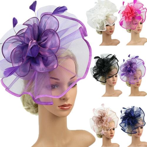 Fashion Womens Hair Accessory Clip Feather Mesh Lace Flower Headband Hairwear Wedding Bridal Party Fascinator Hats Headwear