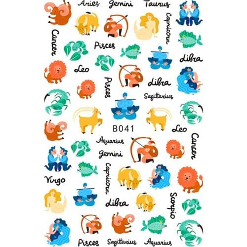 10PCS Taurus Scorpion Lion Sagittarius constellation nail stickers for nail decoration decals self-adhesive paper