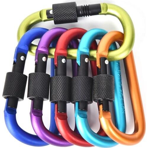 Outdoor Climbing Aluminium Alloy D Shape Buckle Carabiner Survial Key Chain Climb Hook Clip Backpack Buckle Keychain