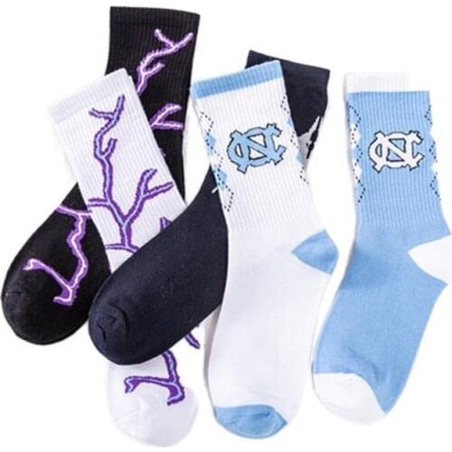 New spring and summer tube socks North Carolina blue sports breathable mens and womens long socks trend cotton socks