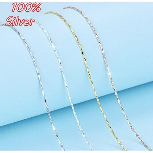 New Ingot Chain Necklace Wholesale Price Pure 925 Solid Sterling Silver Color 45cm Fine Jewelry Gift For Women