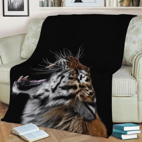 Angry wild tiger poster Flannel Throw Blanket 3D Printed Keep Warm Sofa Child Blanket Home Decor Textiles Dream Family Gift