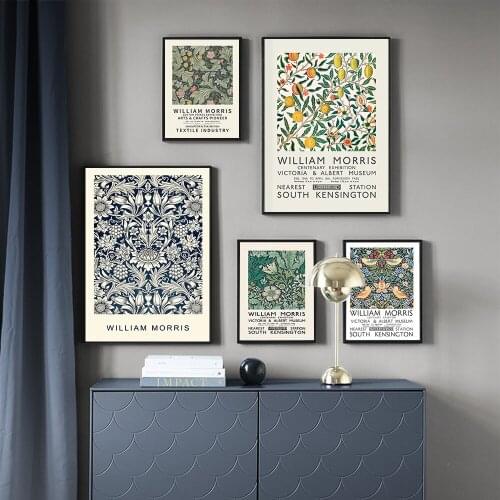 William Morris Posters and Prints Exhibition Poster Wall Art Flower and Birds Picture Canvas Painting for Room Home Decor