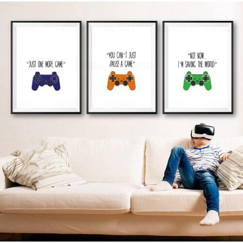 Video Games Quote Canvas Posters Gamer Boy Girl Gift Gaming Sign Game Controller Art Painting Pictures Games Room Wall Decor