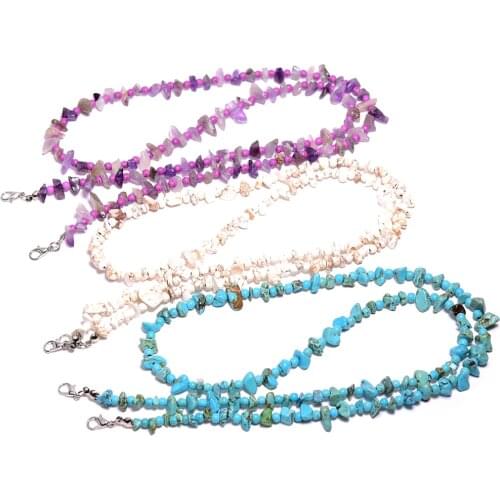 Natural Gravel Sunglasses Chains For Women 2021 New Fashion 72cm Amethyst Masking Eyeglasses Chains Lanyard Wholesale