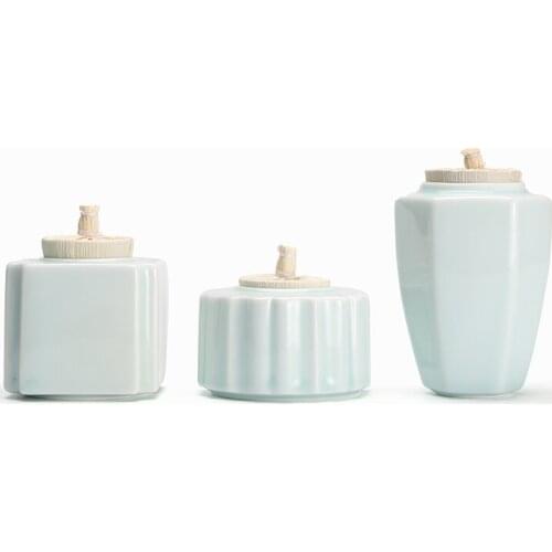 Simple White Ceramic Tea Caddy Kitchen Seasoning Jar Household Small Storage Tank Send A Gift Home Decoration Desktop Ornaments