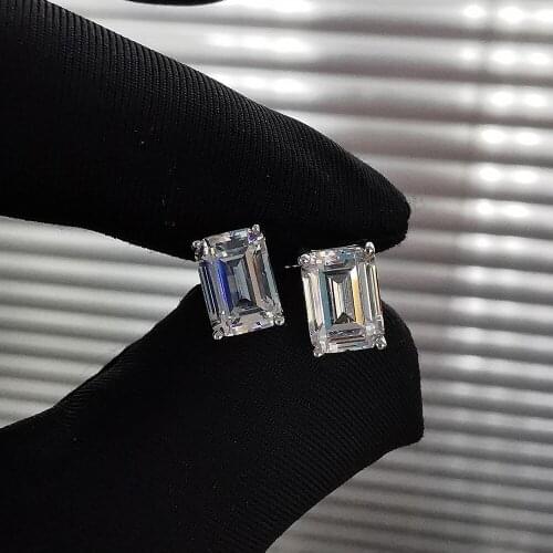 Emerald cut 2ct Diamond Stud Earring 100% Real 925 sterling silver Jewelry Engagement Wedding Earrings for Women Bridal Bijou