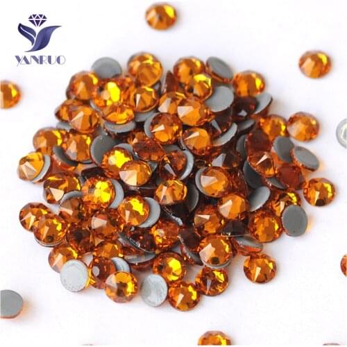 YANRUO 2088HF All Sizes Topaz Glass Strass Stones And Crystals Flatback Hotfix Rhinestones For Clothing Accessories