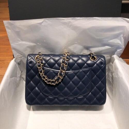 Luxury designer women classic flap diamond lattice chain strap shoulder bag handbag lambskin leather Europe brand top quality