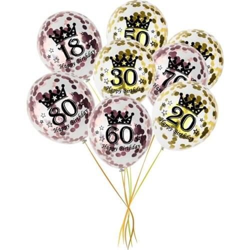 10pcs Happy Birthday Balloon Latex Rose Gold Black Helium For Balloons Number 16 18 21 20 30 40 50 60 70 80 90 Party Decoration