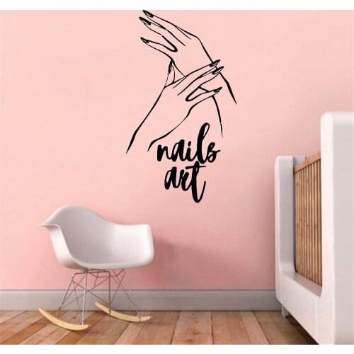 YOSLIFE Fashion Fun Nail Salon Wall Sticker Waterproof Removable For Studio Home Decoration Wall Art MURAL Vinyl OV20