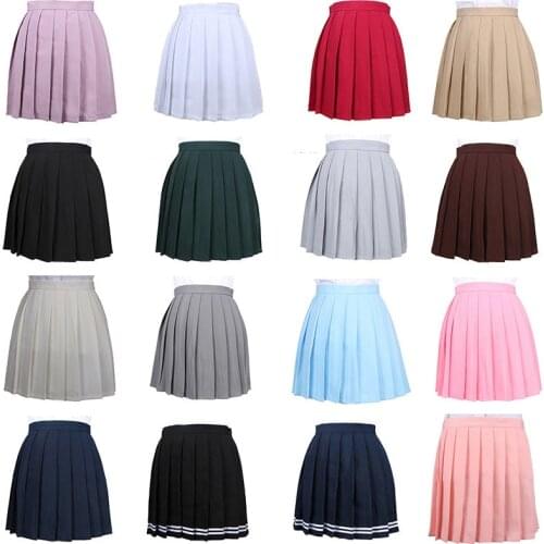 Womens A-Line Skirts Ladies Punk Japan Kawaii High Waist Pleated Skirt Female Korean Harajuku Cute Mini Skirts Plus Size XXXL