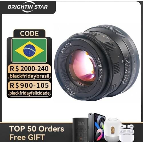 Brightin Star 35mm F1.2 Large Aperture Fixed Focus Mirror Camera Portrait Lens For Canon Sony Fujifilm M4/3 Nikon z lens yongnuo
