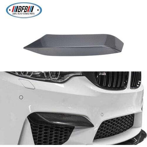 2PCS Real Carbon Fiber Car Front Bumper Lip Diffuser Upper Side Splitter Canards Lip Trim For F80 M3 F82 F83 M4