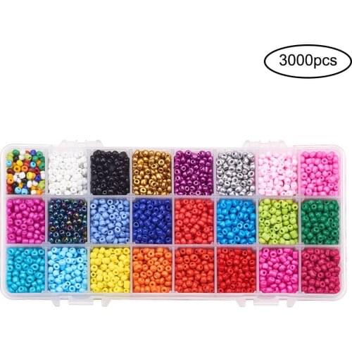 24 Color Czech Glass Rice Beads Round Spacer Loose Beads Combination for Diy Handmade Jewelry Making Bracelet Accessories Boxed