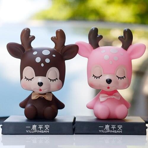 Auto Accessories Phone Holder Cute Decoration Shaking Head Deer Doll Bracket Automobile Interior Dashboard Bobblehead Toy Lovely