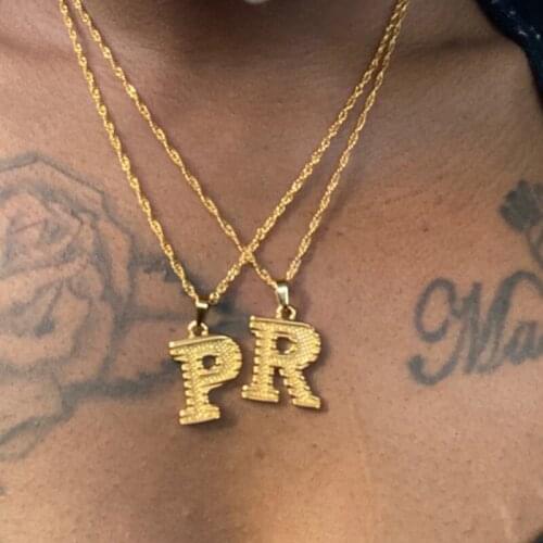 Gold Chain Capital A-Z Letters Necklace Stainless Steel Alphabet Pendant Necklaces For Women Choker aesthetic Boho Jewelry Gifts