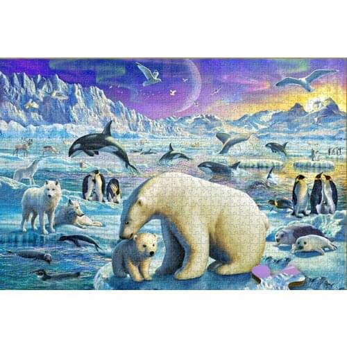 Arctic animal world The wooden puzzle 1000 pieces ersion jigsaw puzzle white card adult childrens educational toys