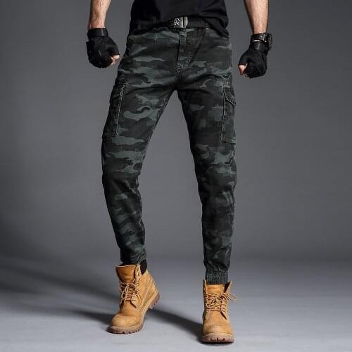 Fashion Retro Camouflage Overalls for Men Multi-pocket Slim and Comfortable Joggers Cotton Breathable Cargo Pants Zipper Fly