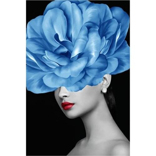 Girl Flower DIY Embroidery 11CT Cross Stitch Kits Craft Needlework Set Cotton Thread Printed Canvas Home Decoration Room