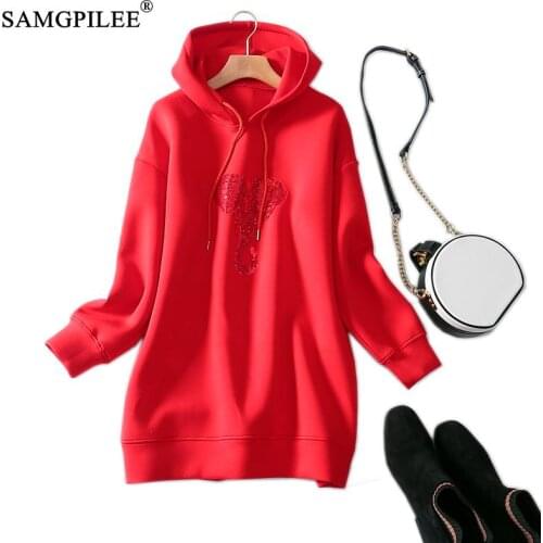 Autumn 2021 Clothes For Women Casual Cotton Oversized Jacket Full Long Solid Pullovers Hooded Collar Plus Size Hoodies For Women