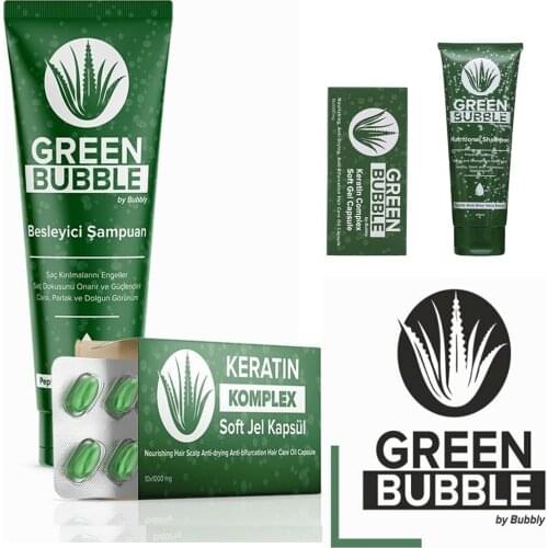 Green Bubble for Hair Shampoo and Soft Gel Keratin Komplex Capsules FULL SET
