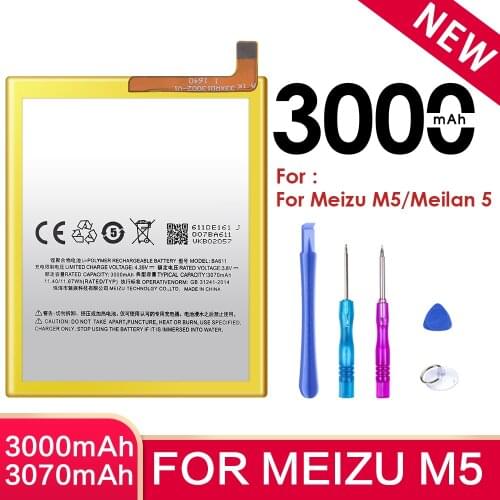 SIYAA BA611 Battery For Meizu Meilan 5 M5 Smart Phone Batteries 3000mAh High Capacity Good Quality Lithium Polymer Free Tools