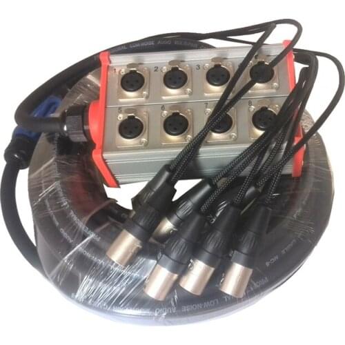 High quality KUILONG Pro Audio 8 channel Stage Snake Cable with box 50FT