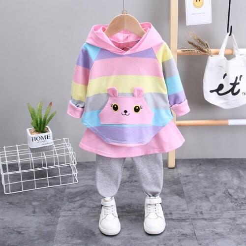 Baby Clothing Spring Autumn Cartoon rainbow Children Hoodies Pants 2Pcs/Set Toddler Cotton Sets Kids Outfits Infant Girls sets
