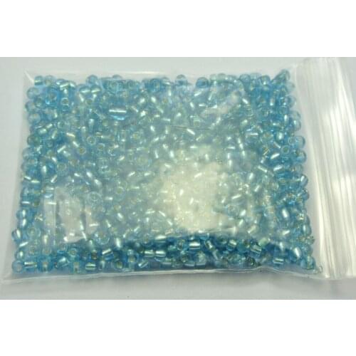 800 Blue Silver-Lined Glass Seed Beads Rondelle 4mm (6/0)