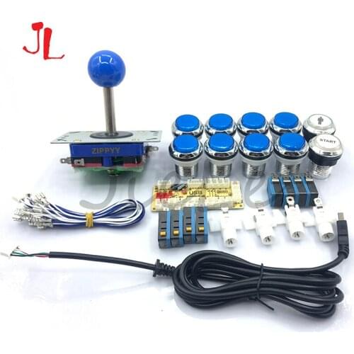 Zero Delay Arcade cabinet DIY kit for 5V LED chrome push button ZIPPY Joystick 1 player COIN button USB to PC / Raspberry Pi
