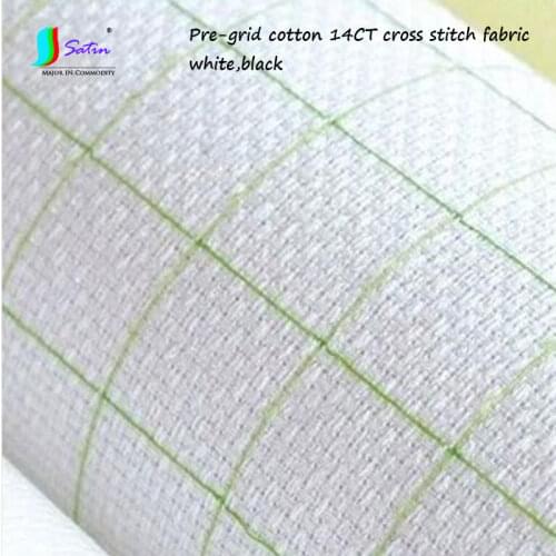 Width 150cm White,Black 14CT Cotton Pre-grid Cross Stitch Fabric,Pull Out thread Embroidery Aida Cloth S0902L