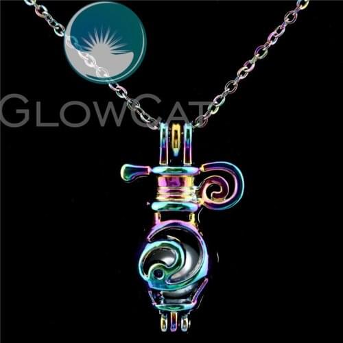 C291 Rainbow Color Wine Bottle Beads Cage Essential Oil Diffuser Aroma Stone Pearl Cage Locket Necklace