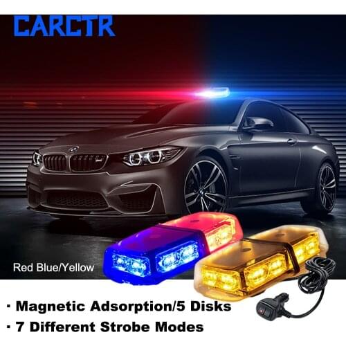 CARCTR 36LED 36W Magnetic Car Roof Warning Light Yellow/Red Blue Construction Vehicle Police Car Flashing Traffic Signal Lamp