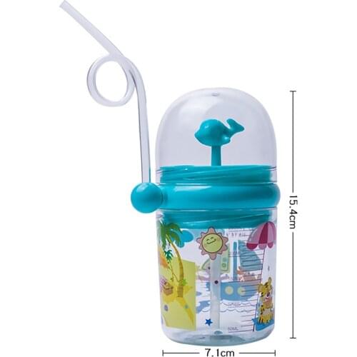 250ml Kids Water Spray Cup Cartoon Whale Baby Feeding Cup with Straw Outdoor