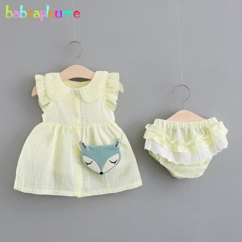 Babzapleume 3 Piece Summer Tops Newborn Baby Outfits Kids Girls Clothes Sleeveless Cute T-shirt+Shorts+Bags Clothing Sets BC1705
