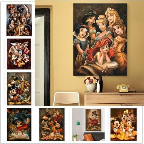 Disney Mickey Mouse and Donald Duck Canvas Painting Home Decor Print Wall Art Picture for Kids Room Decoration