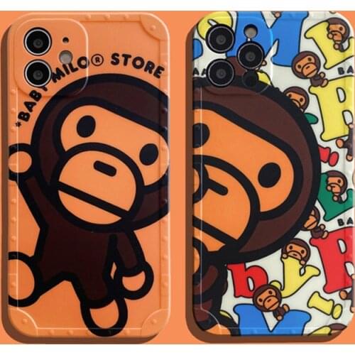 For iPhone 12 Pro Max XS X XR SE 78 Plus Cartoon Monkey Kawaii Unique Funny Cute Animal Soft Case Drop Protection Japanese Style