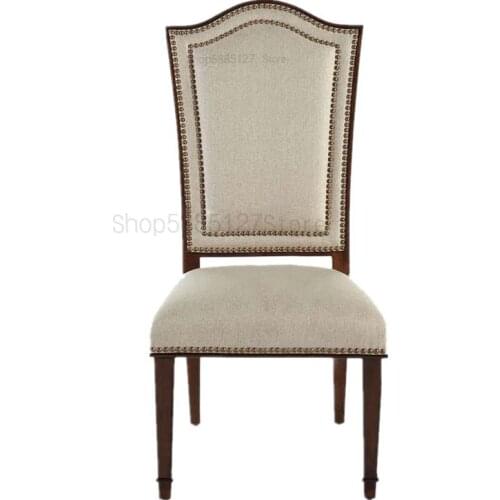 Customized American Solid Wood Dining Chair Nordic Modern Country Retro Neoclassical Dining Table Oak Simple Living Room Chair C