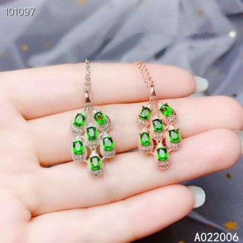 KJJEAXCMY fine jewelry 925 Silver inlaid Natural diopside Gemstone popular necklace ladies pendant support check